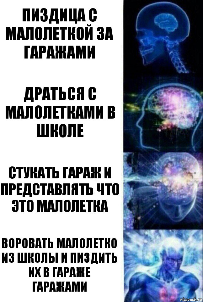 Пиздица с малолеткой за гаражами Драться с малолетками в школе Стукать гараж и представлять что это малолетка Воровать малолетко из школы и пиздить их в гараже гаражами, Комикс  Сверхразум