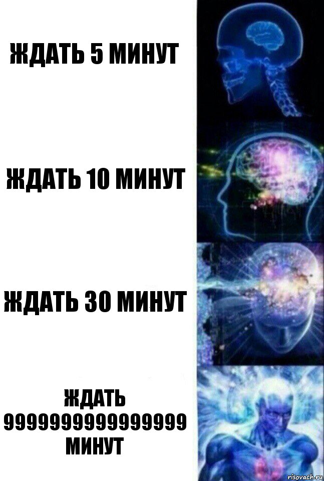 Ждать 5 минут Ждать 10 минут Ждать 30 минут ЖДАТЬ 9999999999999999 минут, Комикс  Сверхразум