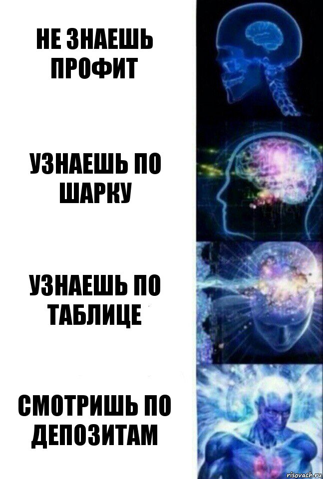 Не знаешь профит Узнаешь по шарку Узнаешь по Таблице Смотришь по Депозитам, Комикс  Сверхразум