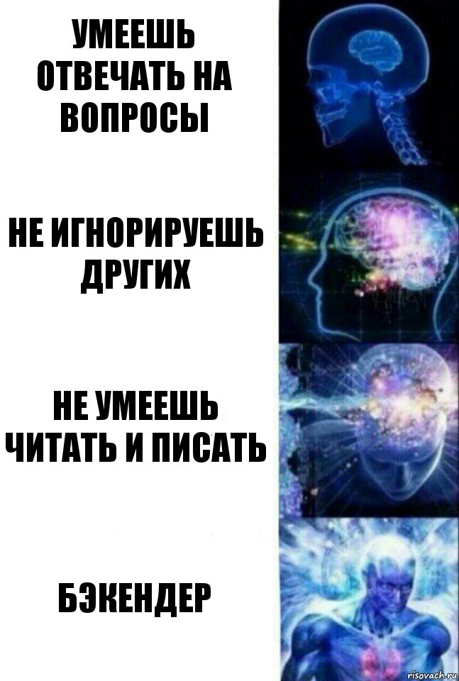 Умеешь отвечать на вопросы Не игнорируешь других Не умеешь читать и писать Бэкендер, Комикс  Сверхразум