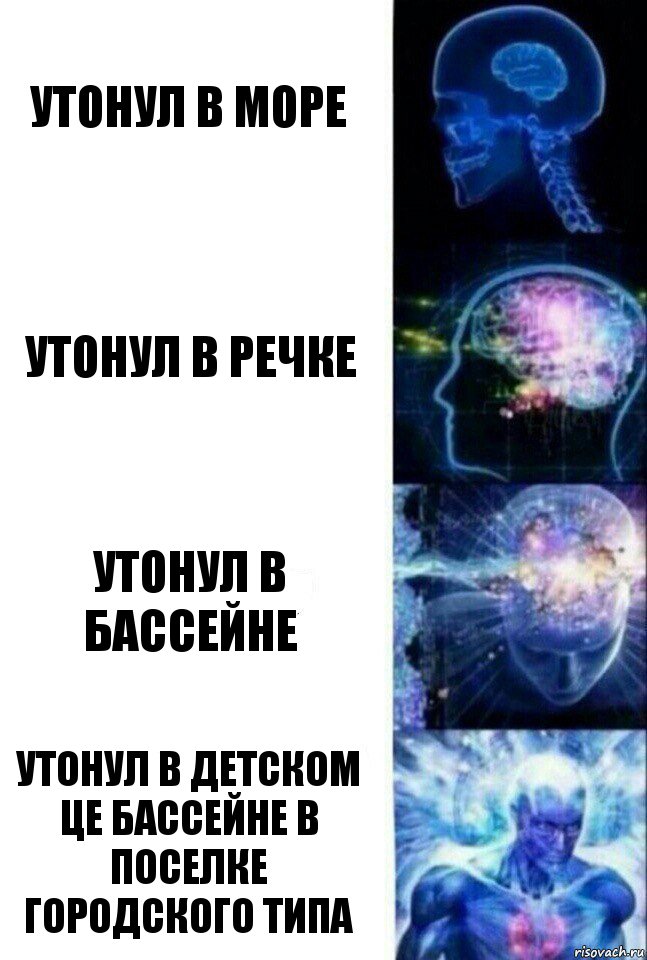 Утонул в море Утонул в речке Утонул в бассейне Утонул в детском це бассейне в поселке городского типа, Комикс  Сверхразум