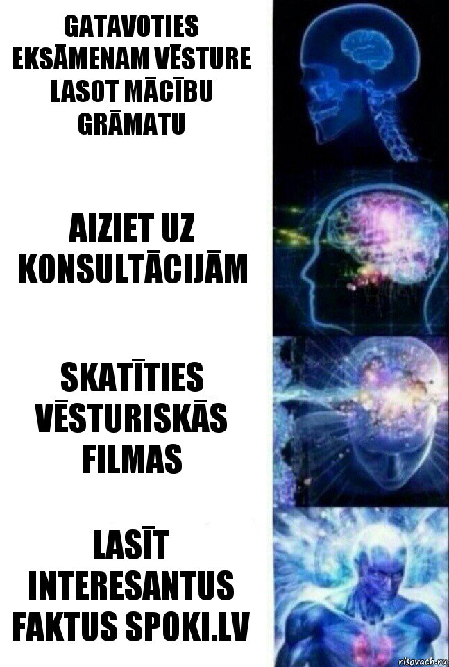 Gatavoties eksāmenam vēsture lasot mācību grāmatu Aiziet uz konsultācijām Skatīties vēsturiskās filmas Lasīt interesantus faktus spoki.lv, Комикс  Сверхразум