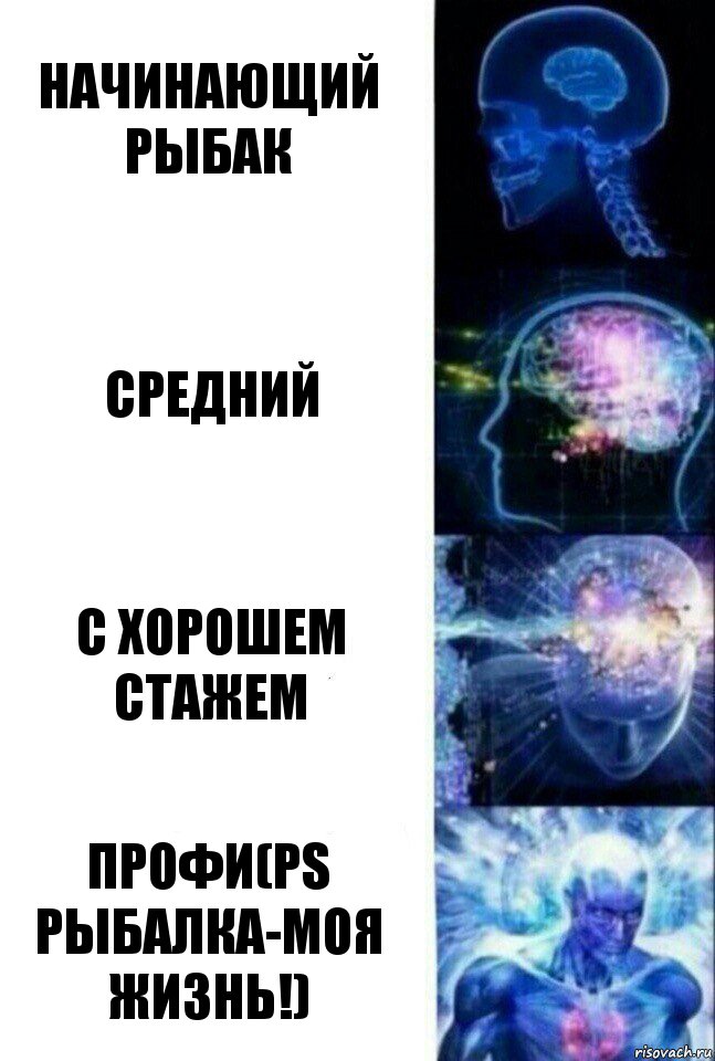 Начинающий рыбак Средний с хорошем стажем Профи(Ps Рыбалка-моя жизнь!), Комикс  Сверхразум