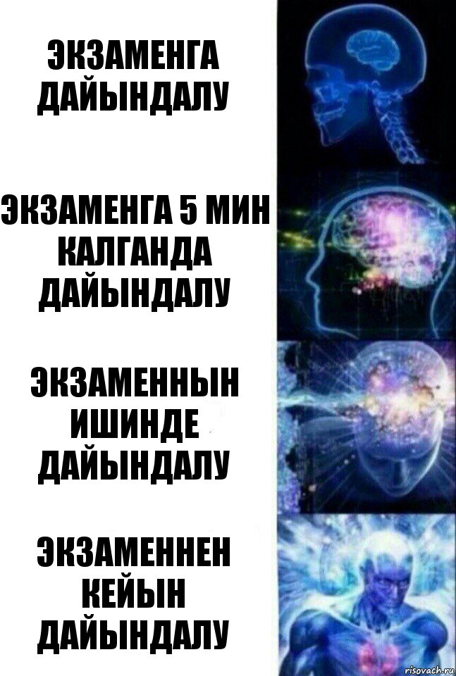 Экзаменга дайындалу Экзаменга 5 мин калганда дайындалу Экзаменнын ишинде дайындалу Экзаменнен кейын дайындалу, Комикс  Сверхразум