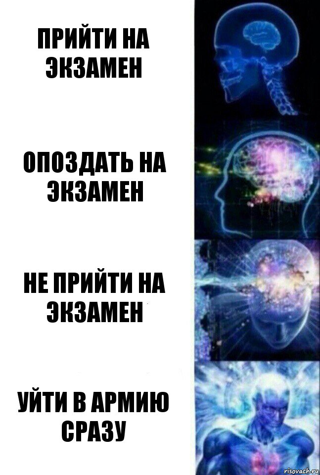 Прийти на экзамен опоздать на экзамен не прийти на экзамен уйти в армию сразу, Комикс  Сверхразум