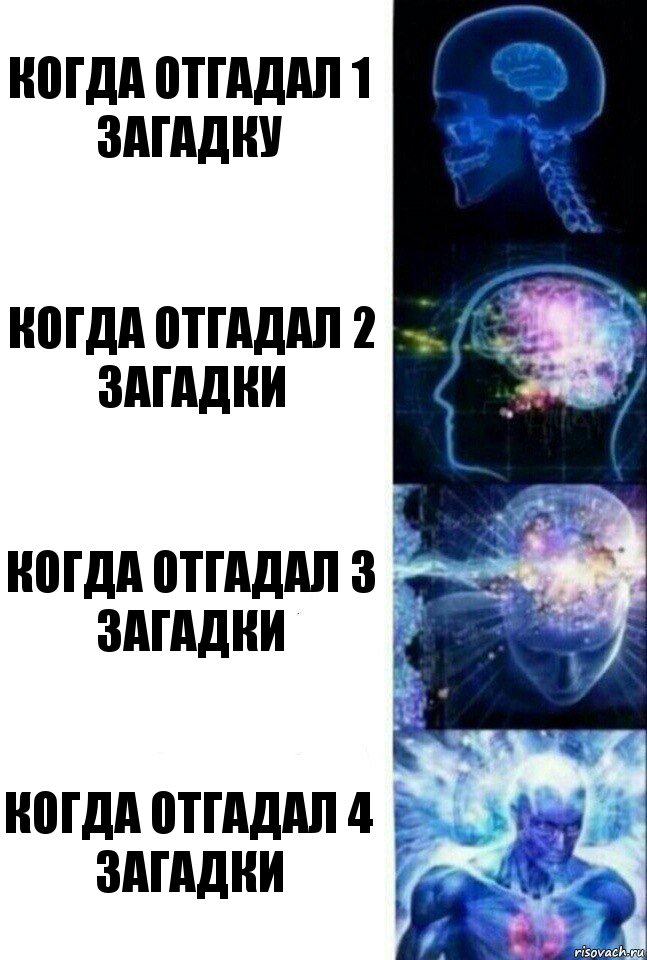 Когда отгадал 1 загадку Когда отгадал 2 загадки Когда отгадал 3 загадки Когда отгадал 4 загадки, Комикс  Сверхразум