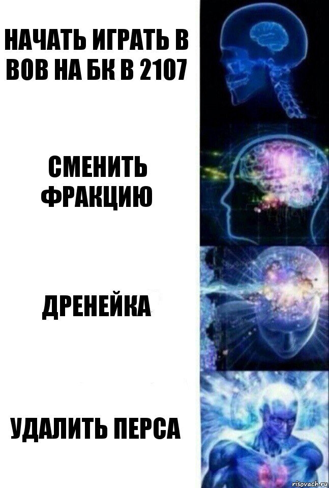 начать играть в вов на бк в 2107 сменить фракцию дренейка удалить перса, Комикс  Сверхразум