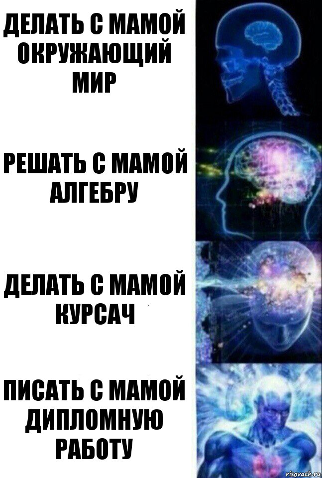 Делать с мамой окружающий мир Решать с мамой алгебру Делать с мамой курсач Писать с мамой дипломную работу, Комикс  Сверхразум