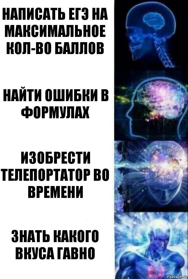 написать егэ на максимальное кол-во баллов найти ошибки в формулах изобрести телепортатор во времени знать какого вкуса гавно, Комикс  Сверхразум