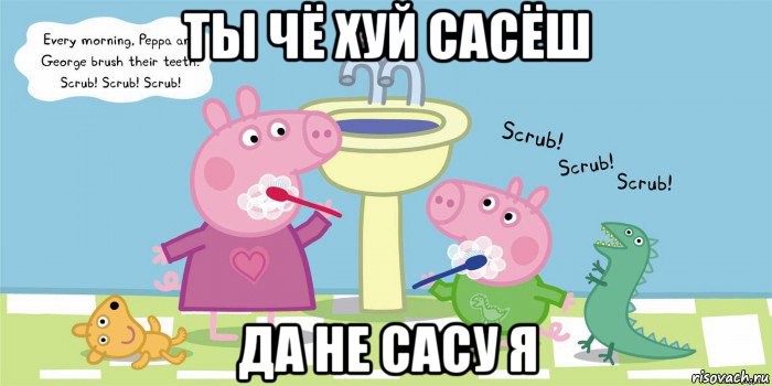 ты чё хуй сасёш да не сасу я, Мем  Свинка