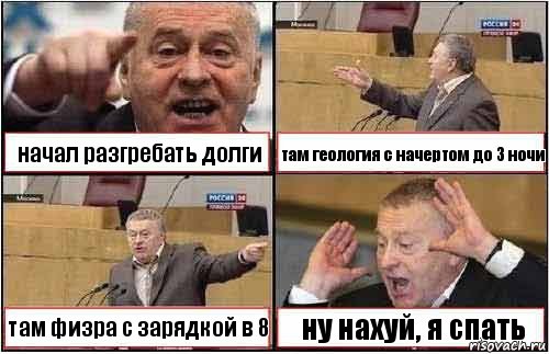 начал разгребать долги там геология с начертом до 3 ночи там физра с зарядкой в 8 ну нахуй, я спать