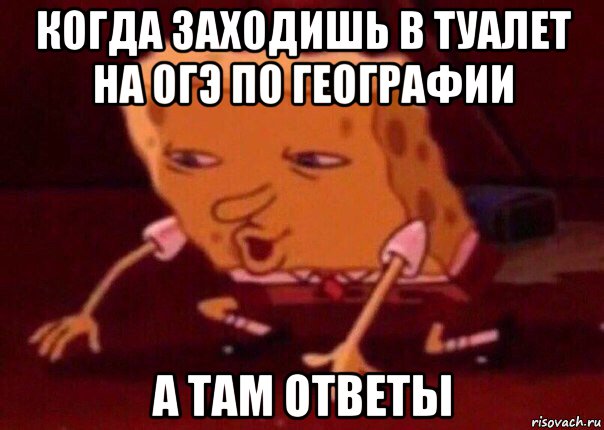 когда заходишь в туалет на огэ по географии а там ответы, Мем    Bettingmemes