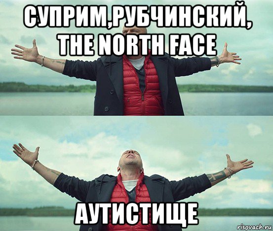 суприм,рубчинский, the north face аутистище, Мем Безлимитище