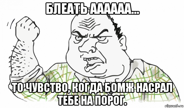 блеать аааааа... то чувство, когда бомж насрал тебе на порог., Мем Будь мужиком