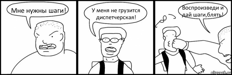 Мне нужны шаги! У меня не грузится диспетчерская! Воспроизведи и дай шаги,блять!, Комикс Быдло и школьник