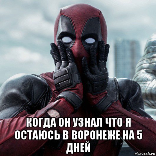  когда он узнал что я остаюсь в воронеже на 5 дней, Мем     Дэдпул