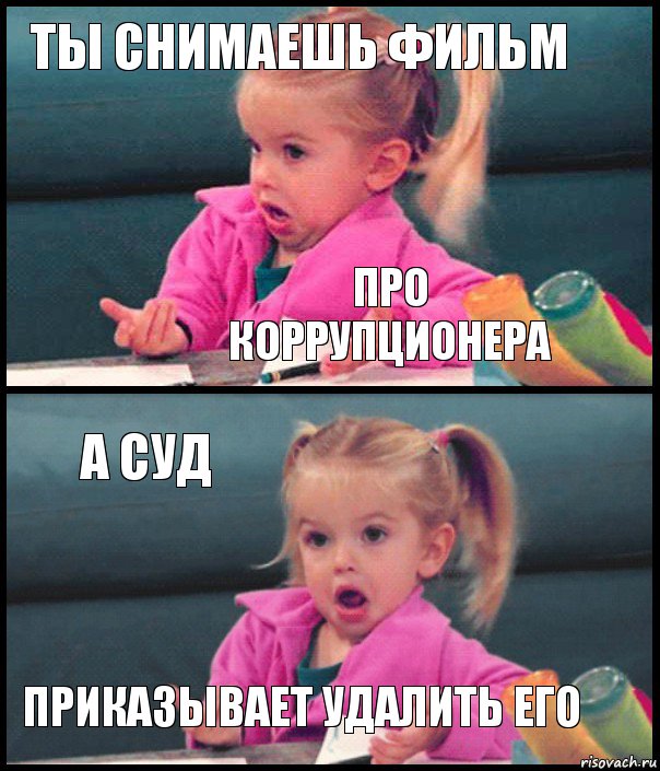 ТЫ СНИМАЕШЬ ФИЛЬМ ПРО КОРРУПЦИОНЕРА А СУД ПРИКАЗЫВАЕТ УДАЛИТЬ ЕГО, Комикс  Возмущающаяся девочка