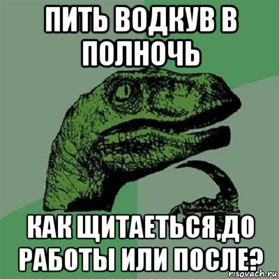 пить водкув в полночь как щитаеться,до работы или после?, Мем Филосораптор