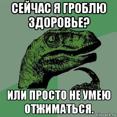 сейчас я гроблю здоровье? или просто не умею отжиматься., Мем Филосораптор