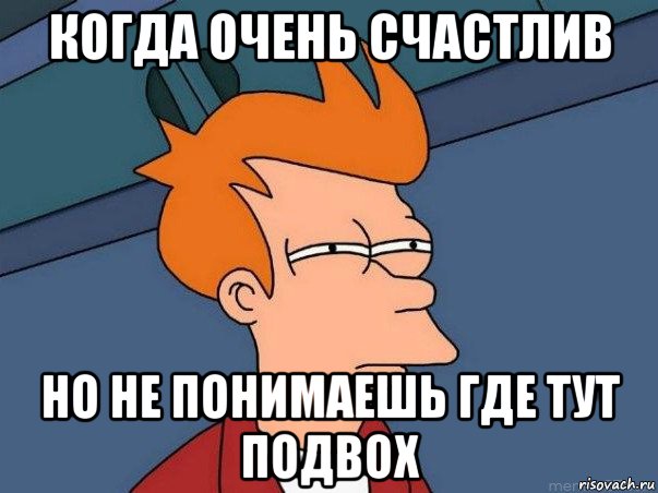 когда очень счастлив но не понимаешь где тут подвох, Мем  Фрай (мне кажется или)