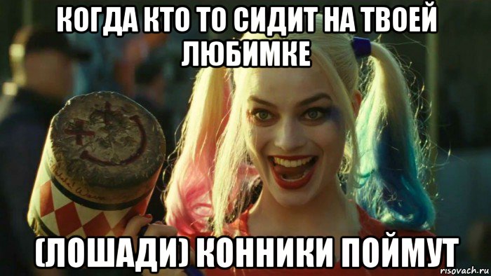 когда кто то сидит на твоей любимке (лошади) конники поймут, Мем    Harley quinn