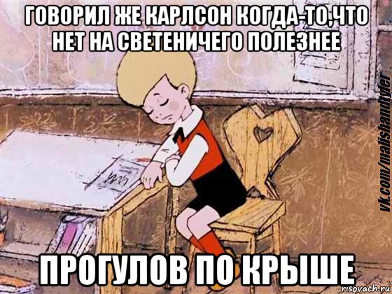 говорил же карлсон когда-то,что нет на светеничего полезнее прогулов по крыше