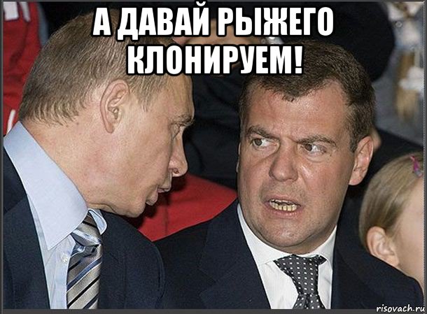 а давай рыжего клонируем! , Мем Медведев Путин