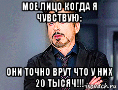 мое лицо когда я чувствую: они точно врут что у них 20 тысяч!!!, Мем мое лицо когда