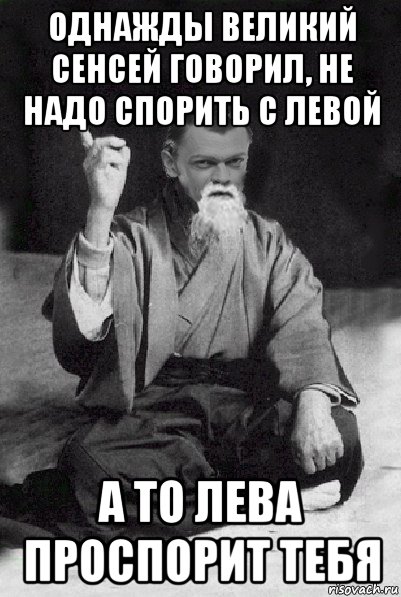 однажды великий сенсей говорил, не надо спорить с левой а то лева проспорит тебя, Мем Мудрий Виталька