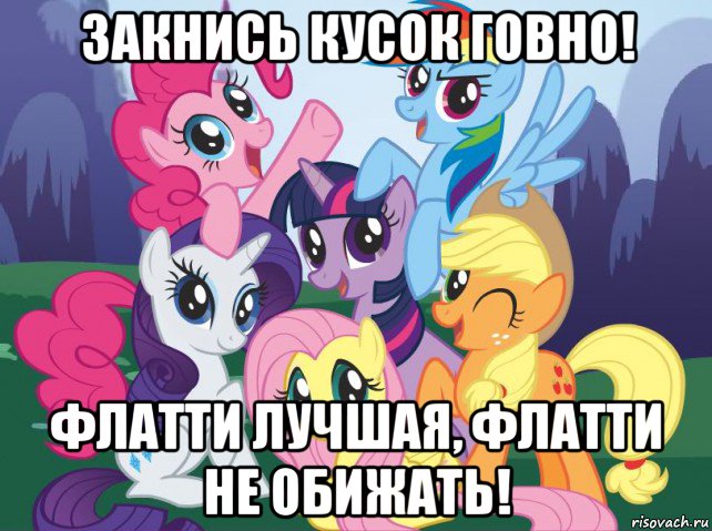 закнись кусок говно! флатти лучшая, флатти не обижать!, Мем My little pony