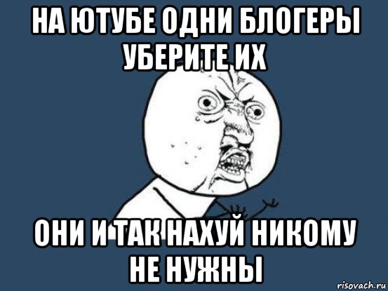 на ютубе одни блогеры уберите их они и так нахуй никому не нужны, Мем Ну почему