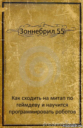 Зоннебрил 55 Как сходить на митап по геймдеву и научится программировать роботов, Комикс обложка книги