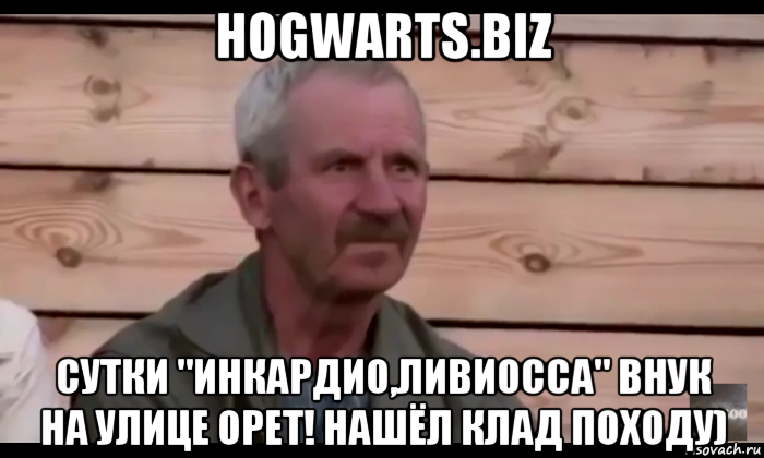 hogwarts.biz сутки "инкардио,ливиосса" внук на улице орет! нашёл клад походу), Мем  Охуевающий дед