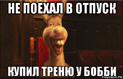 не поехал в отпуск купил треню у бобби, Мем Осел из Шрека