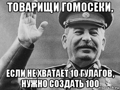 товарищи гомосеки, если не хватает 10 гулагов, нужно создать 100, Мем   РАССТРЕЛЯТЬ ИХ ВСЕХ