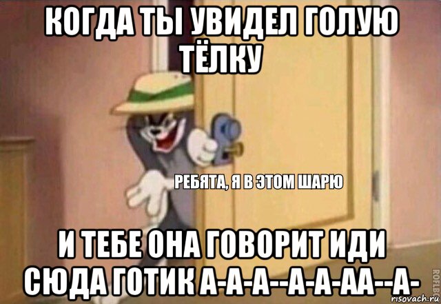 когда ты увидел голую тёлку и тебе она говорит иди сюда готик а-а-а--а-а-аа--а-, Мем    Ребята я в этом шарю