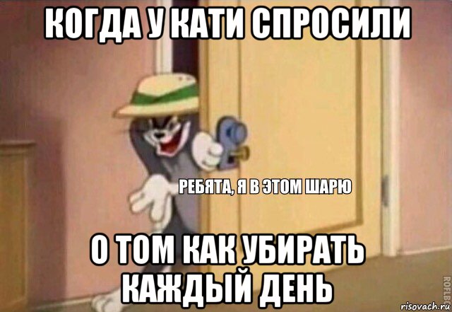 когда у кати спросили о том как убирать каждый день, Мем    Ребята я в этом шарю