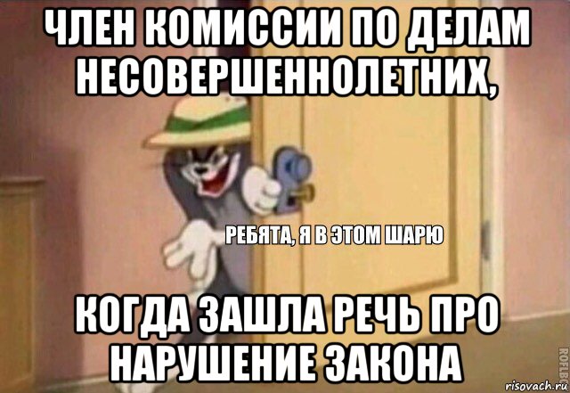 член комиссии по делам несовершеннолетних, когда зашла речь про нарушение закона, Мем    Ребята я в этом шарю