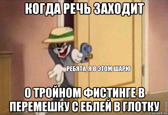 когда речь заходит о тройном фистинге в перемешку с еблей в глотку, Мем    Ребята я в этом шарю