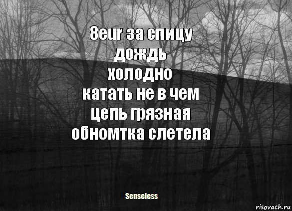 8eur за спицу
дождь
холодно
катать не в чем
цепь грязная
обномтка слетела, Комикс   senseless1