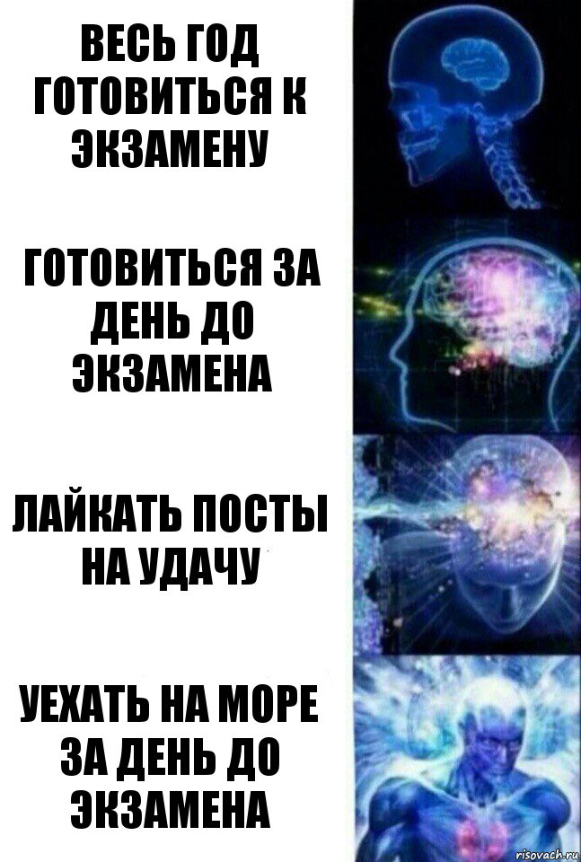 весь год готовиться к экзамену готовиться за день до экзамена лайкать посты на удачу уехать на море за день до экзамена, Комикс  Сверхразум