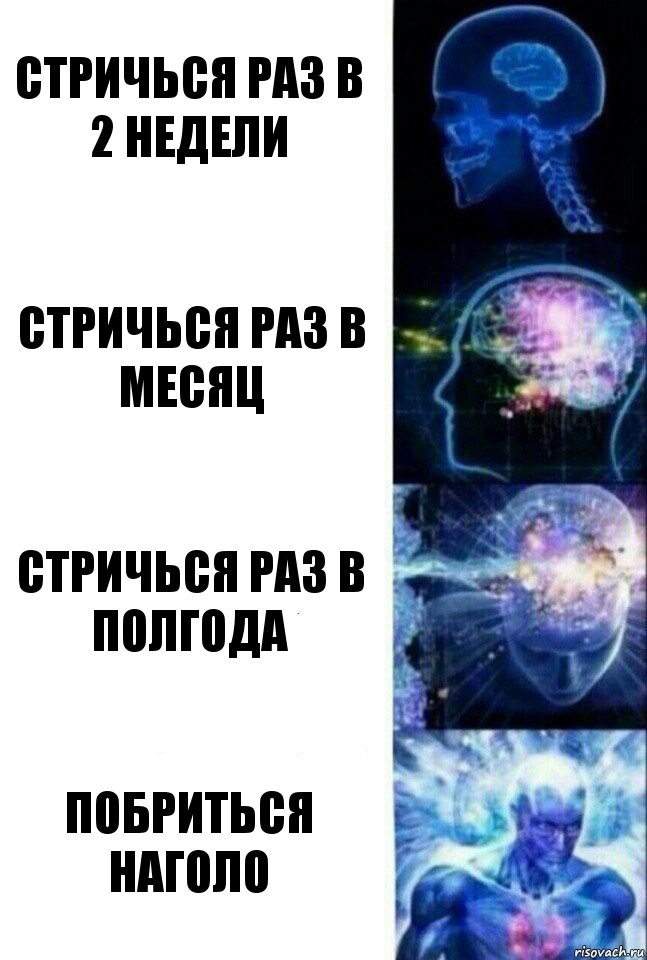 стричься раз в 2 недели стричься раз в месяц стричься раз в полгода побриться наголо, Комикс  Сверхразум