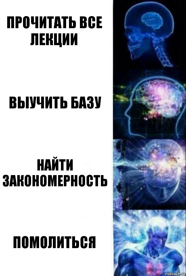 Прочитать все лекции Выучить базу Найти закономерность Помолиться, Комикс  Сверхразум