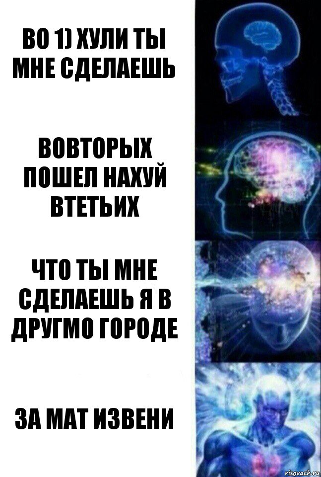 во 1) хули ты мне сделаешь вовторых пошел нахуй втетьих что ты мне сделаешь я в другмо городе за мат извени