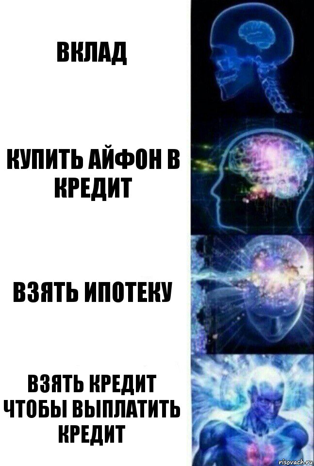 вклад купить айфон в кредит взять ипотеку взять кредит чтобы выплатить кредит, Комикс  Сверхразум