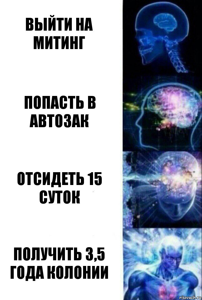 Выйти на митинг Попасть в автозак отсидеть 15 суток Получить 3,5 года колонии, Комикс  Сверхразум