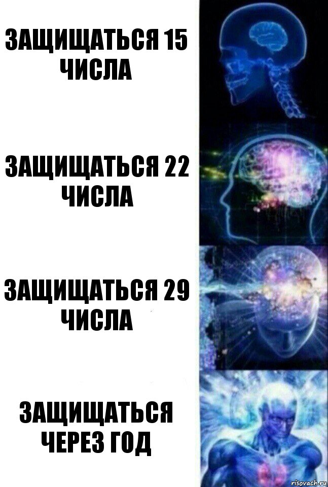 Защищаться 15 числа Защищаться 22 числа Защищаться 29 числа Защищаться через год, Комикс  Сверхразум