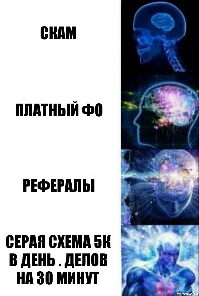 СКАМ ПЛАТНЫЙ ФО РЕФЕРАЛЫ Серая схема 5к в день . Делов на 30 минут, Комикс  Сверхразум