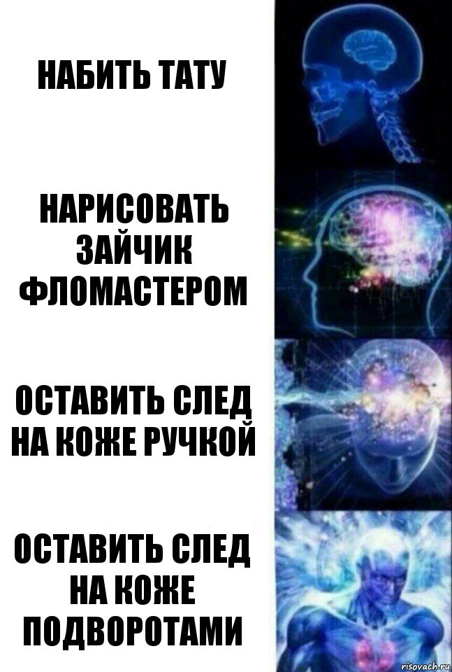 Набить тату Нарисовать зайчик фломастером Оставить след на коже ручкой Оставить след на коже подворотами, Комикс  Сверхразум