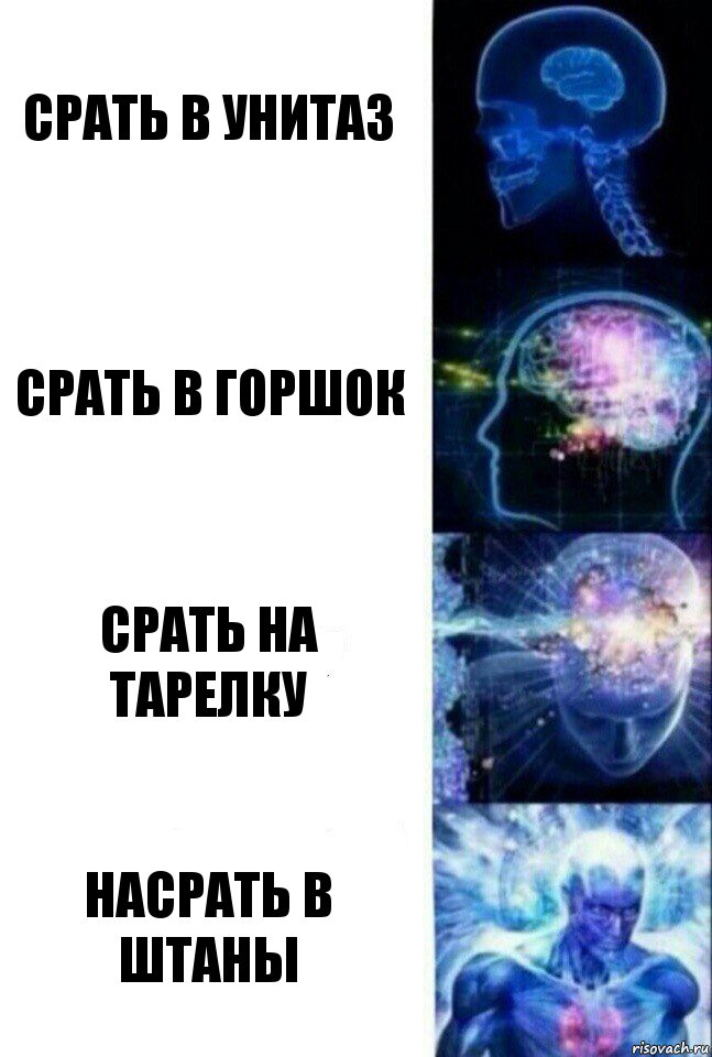 Срать в унитаз Срать в горшок Срать на тарелку Насрать в штаны, Комикс  Сверхразум